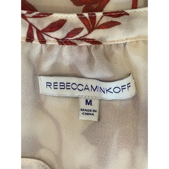 Rebecca Minkoff Sleeveless Blouson Drawstring Waist Cream Floral Dress Size M - Picture 5 of 6